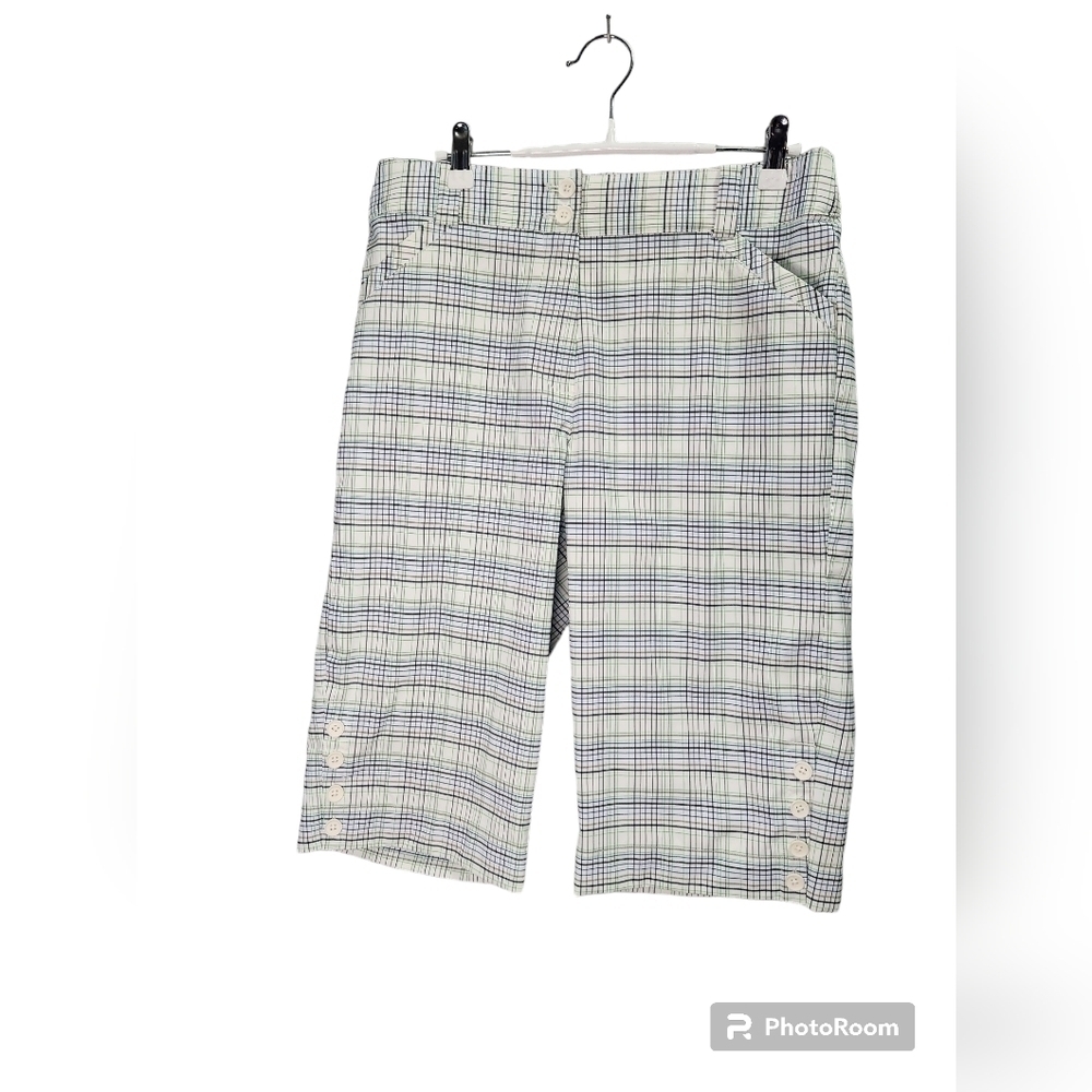 Nike Golf Women Chino Golf Shorts Sz 12 Plaid Fit Dry Stretch Active Performance